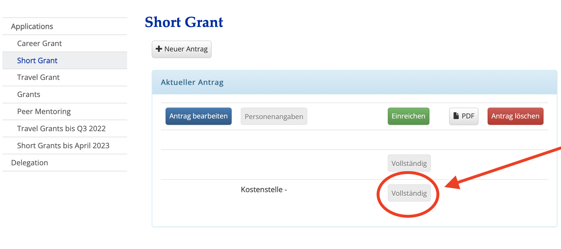 CG/SG Kostenstelle Einladung abgeschlossen